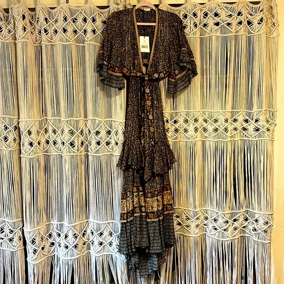 NWT💫Exclusive💫Spell X Free People Sienna Bambi Gown in Peppercorn size medium - Picture 5 of 16